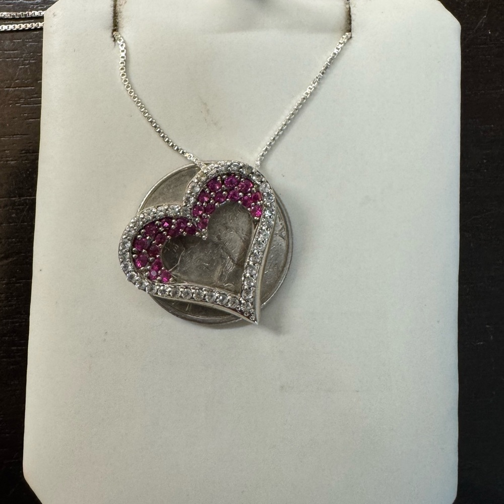 925 Floating Ruby Heart Necklace - image 6